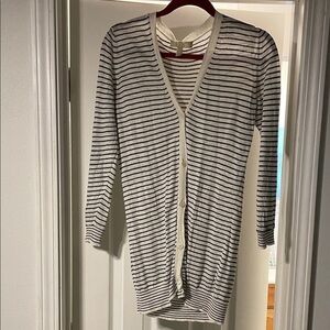 EUC S' Max Mara black and cream striped tailored linen cardigan